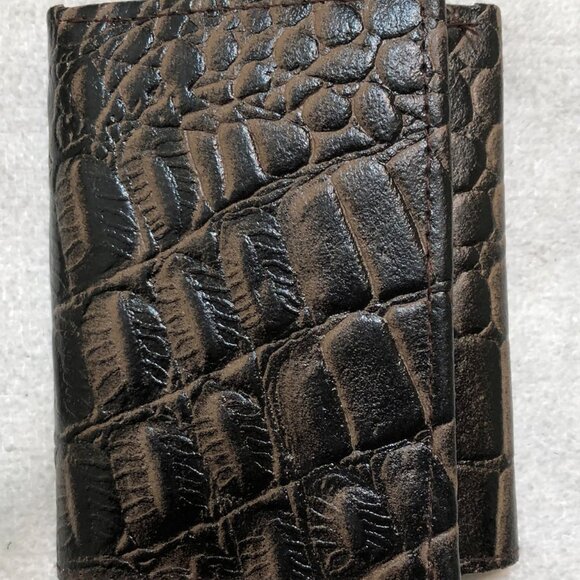 Brazilian Brown Genuine Leather Trifold Wallet Crocodile Skin 💸 - Picture 1 of 5